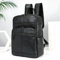 Black men's first layer cowhide backpack, 31 x 15 x 42cm, 20-35L, for business travel and leisure