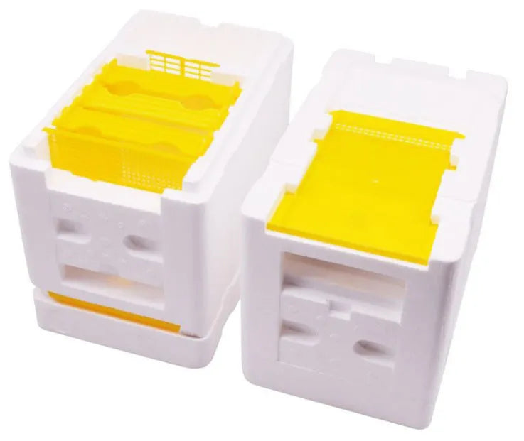 Three white EPS foam mini delivery boxes for beehive bee mating and breeding