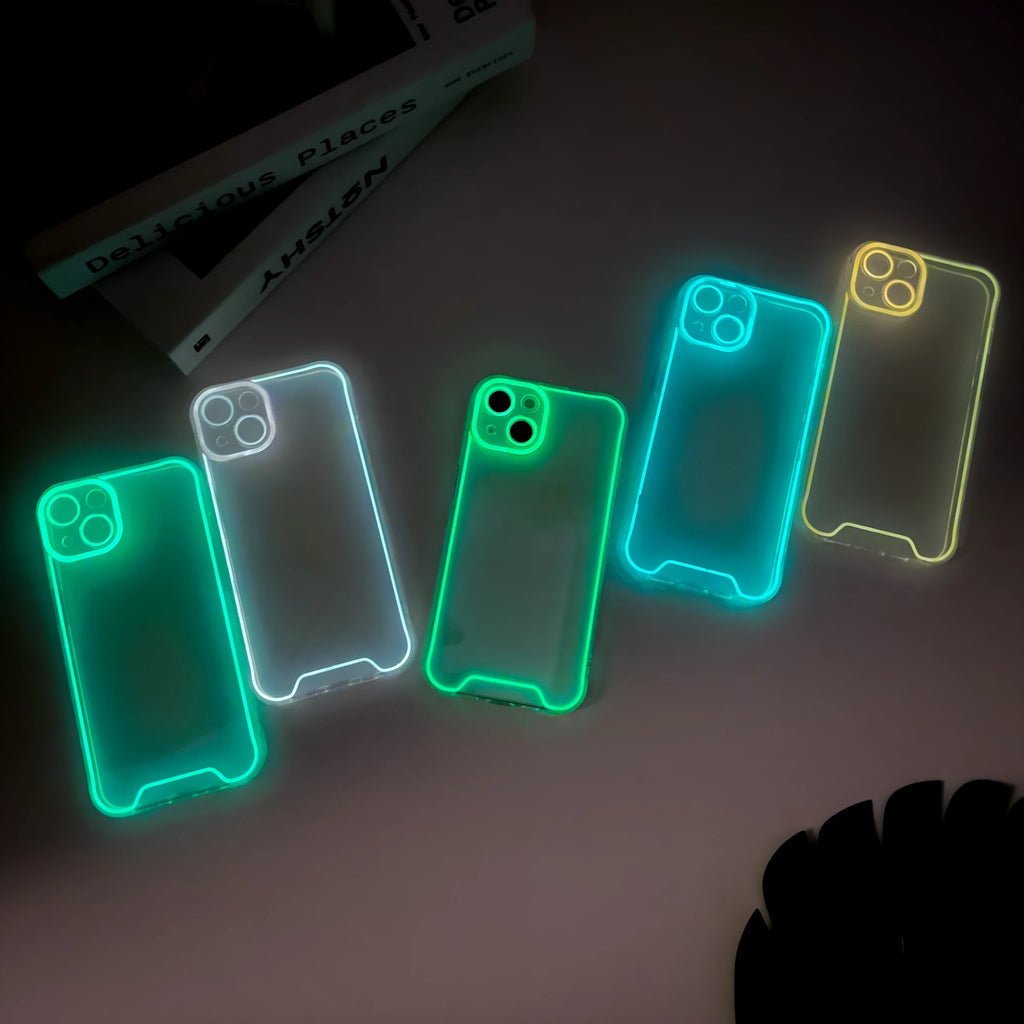Glow in the dark green soft shell TPU iPhone case for Christmas on an iPhone 14