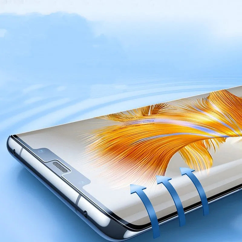 Huawei Mate 60 TPU soft screen protector film with anti-fingerprint and self-repair features, includes application tools.