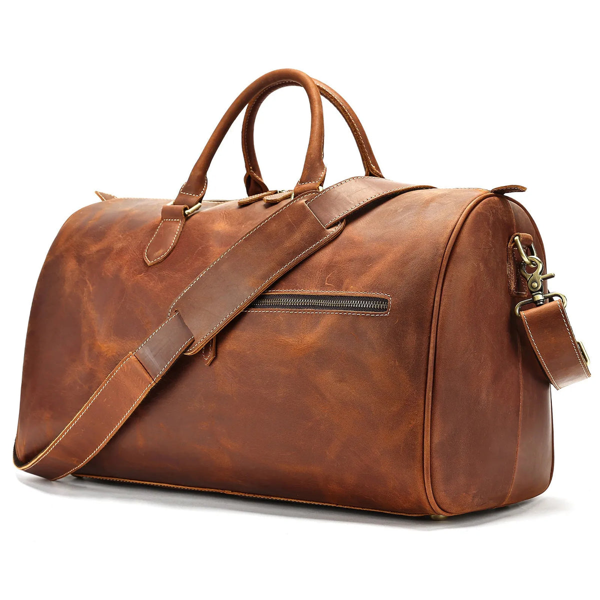 Men's vintage leather crossbody bag in brown with polyester cotton lining
