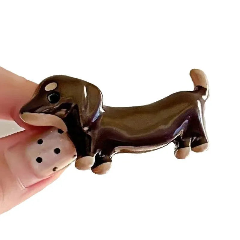 Dachshund dog-shaped hair barrettes with electroplated metallic finish and cute animal styling