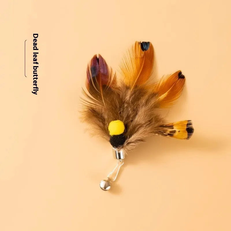 Three steel wire flying insect cat toy replacement heads with scratch-resistant fabric bodies