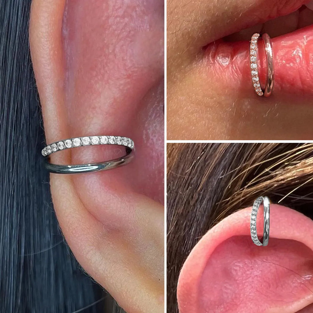Titanium alloy fork nose ring body jewellery in silver, gold, black, rose gold and colourful finishes