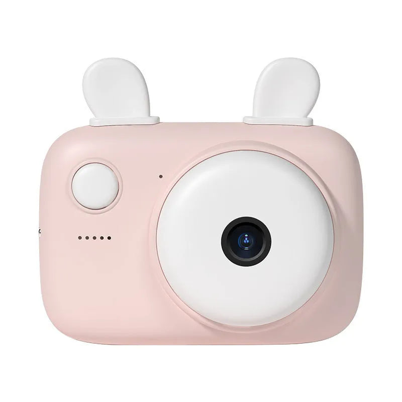 Green A2 kids digital camera with macaron-style SLR design and dual lenses on a table.
