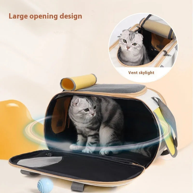 Large capacity foldable canvas pet bag in three colour options shown with single shoulder strap