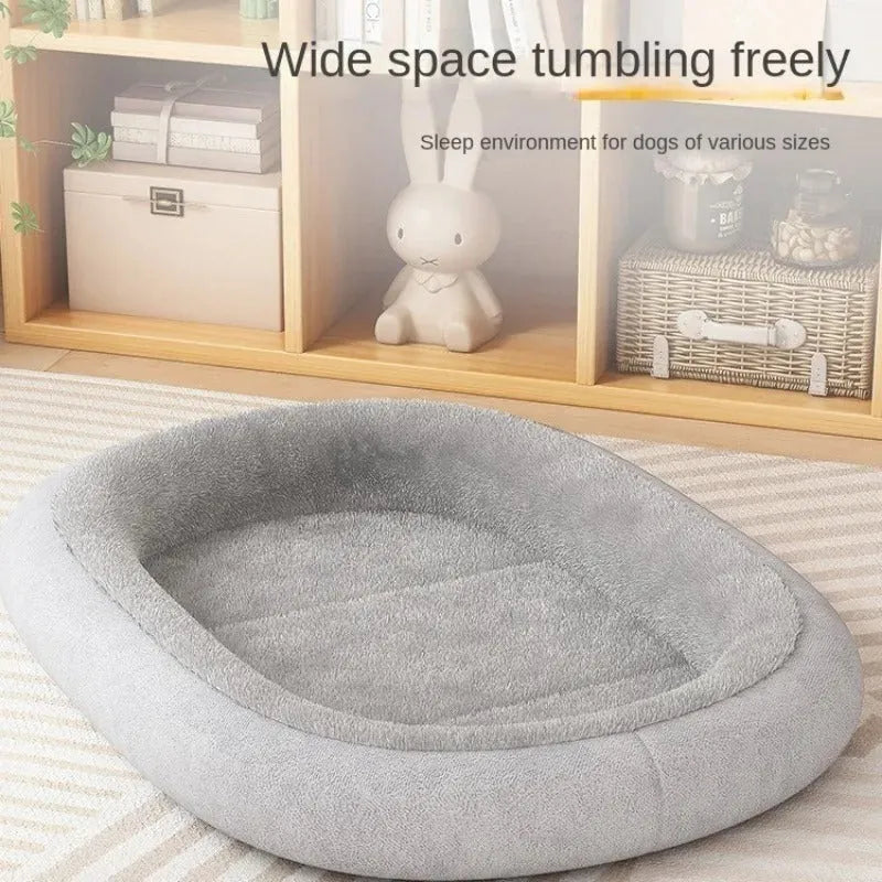 Thickened winter dog kennel for small medium dogs with removable cushion in grey colour.