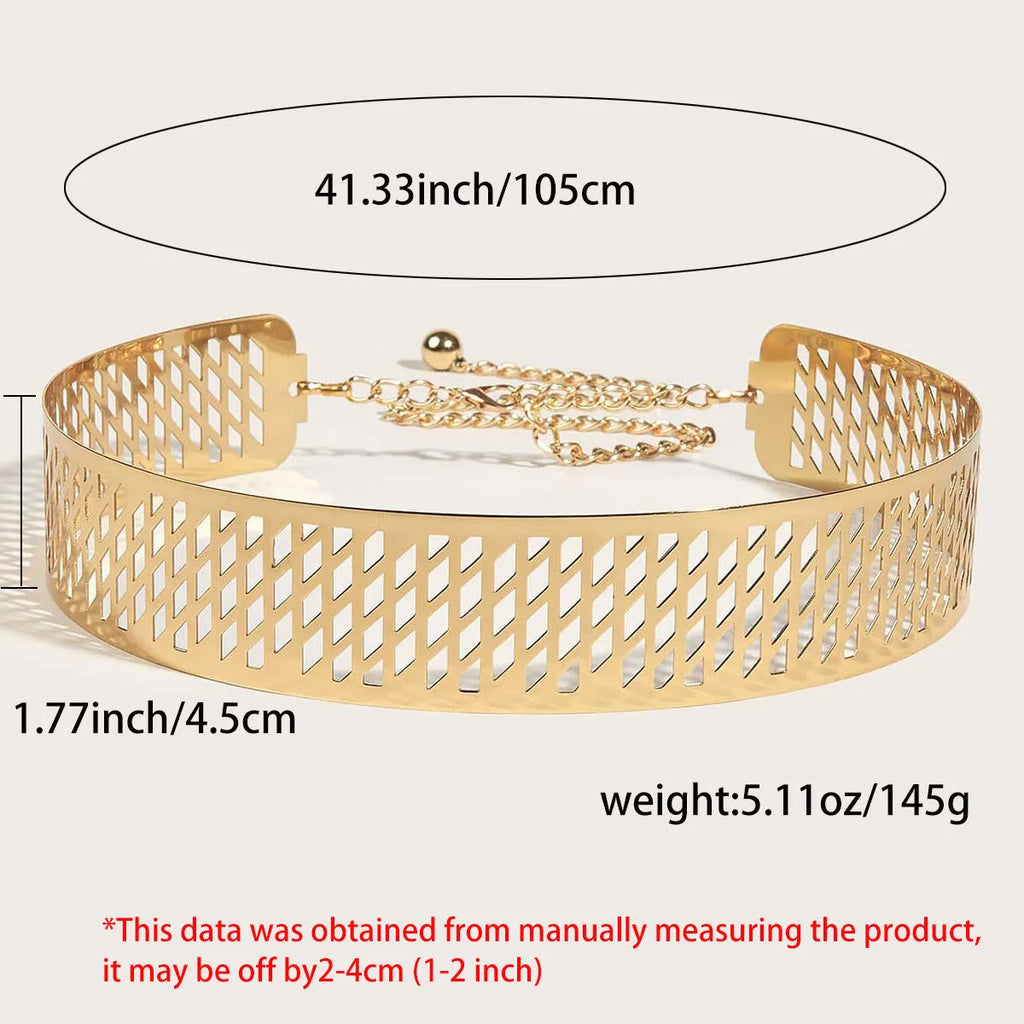 Gold iron waist chain belt with lantern head design, hook closure, 105cm length