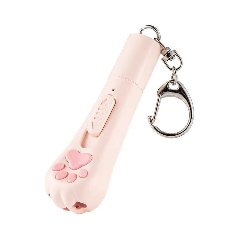 Rechargeable self-moving cat teaser toy in cream white colour with USB charging cable