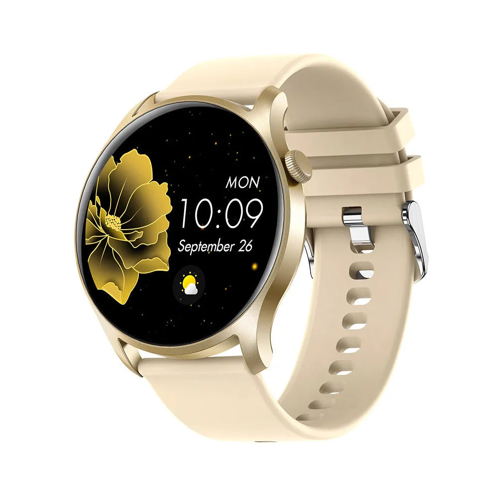 Bluetooth smart watch with heart rate and blood pressure monitoring on silicone wristband