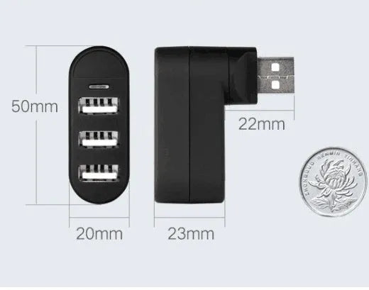 USB 2.0 four-port splitter hub in black and white colour options for computer expansion