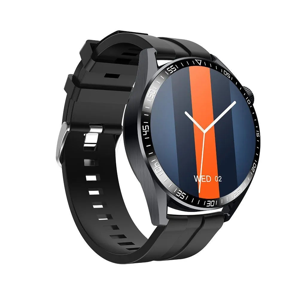 GS3 Max black or silver smart watch with 1.35-inch screen on silicone strap, showing Bluetooth call and health monitoring interface