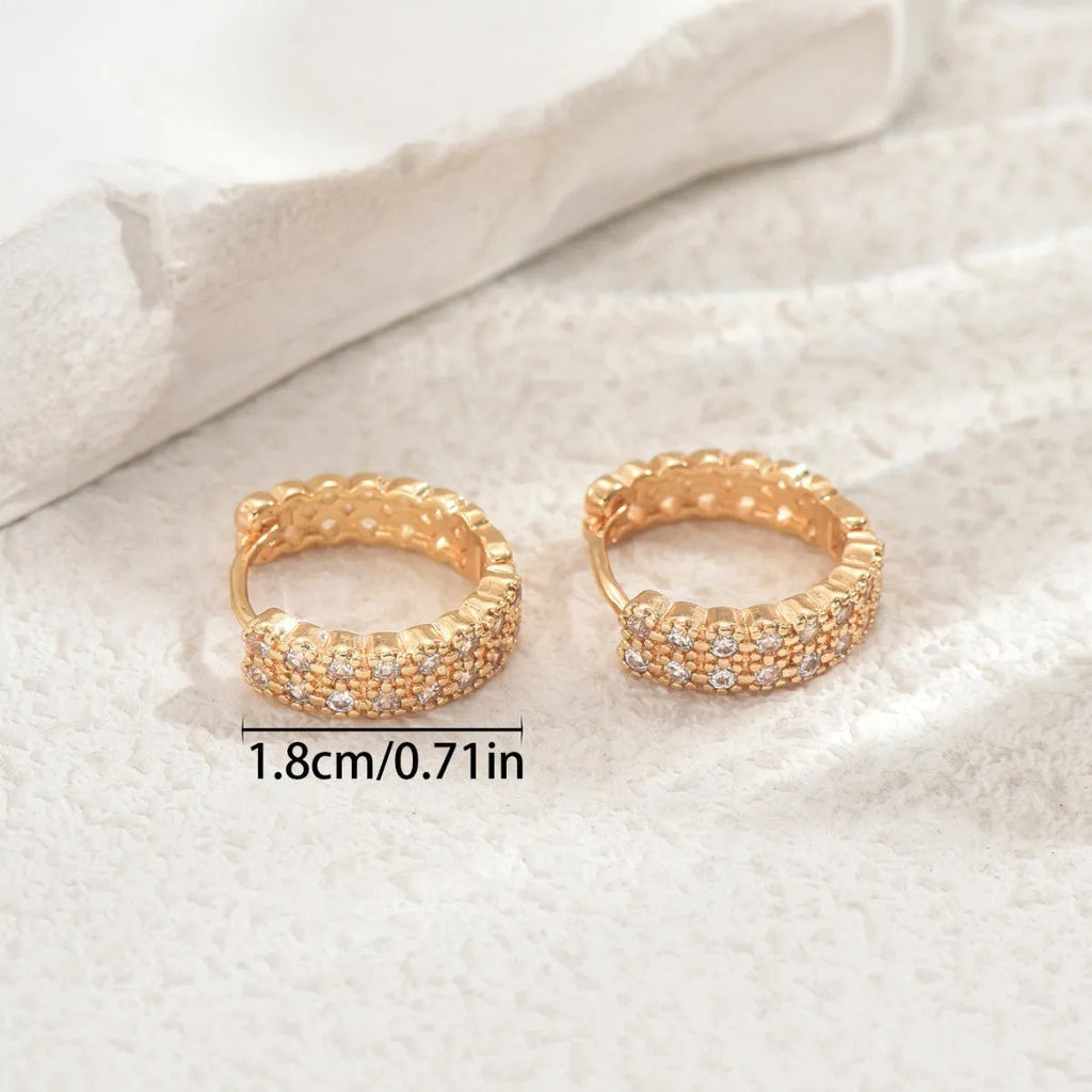 Geometry pattern copper ear studs with round dot ring elements in DE20288 colour