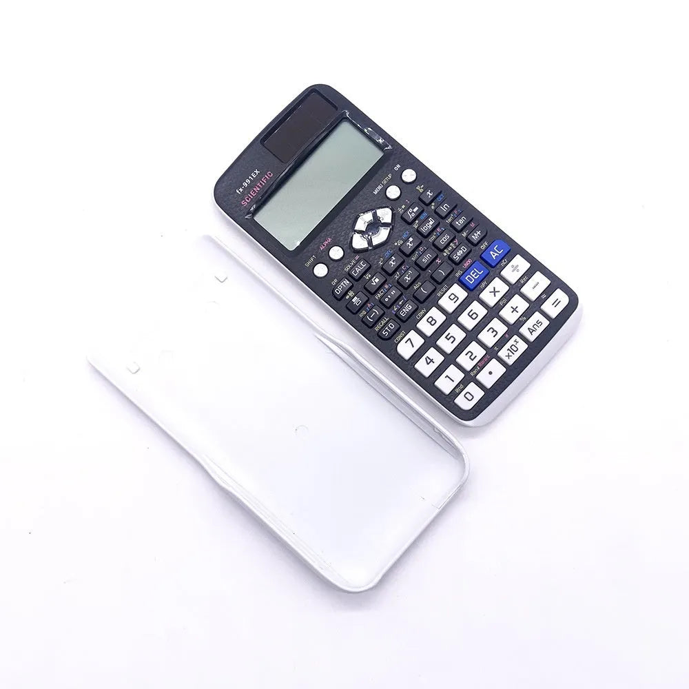 991EX scientific calculator in black, blue or pink with solar panel and ABS plastic construction