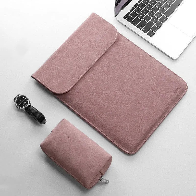 Fleece flanged laptop liner pack in black, green, grey, or pink, 11 to 15.6 inch size options