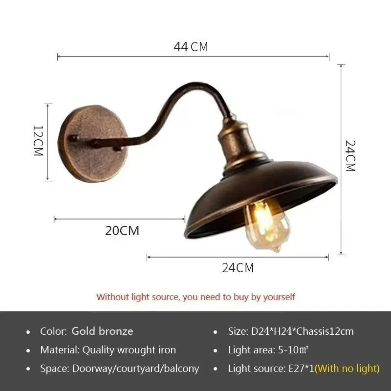 Retro villa courtyard wall lamp in silver or copper finish with modern simplicity design