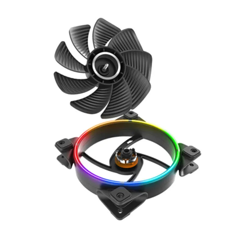 Set of three black 120mm RGB cooling fans for PC computer case