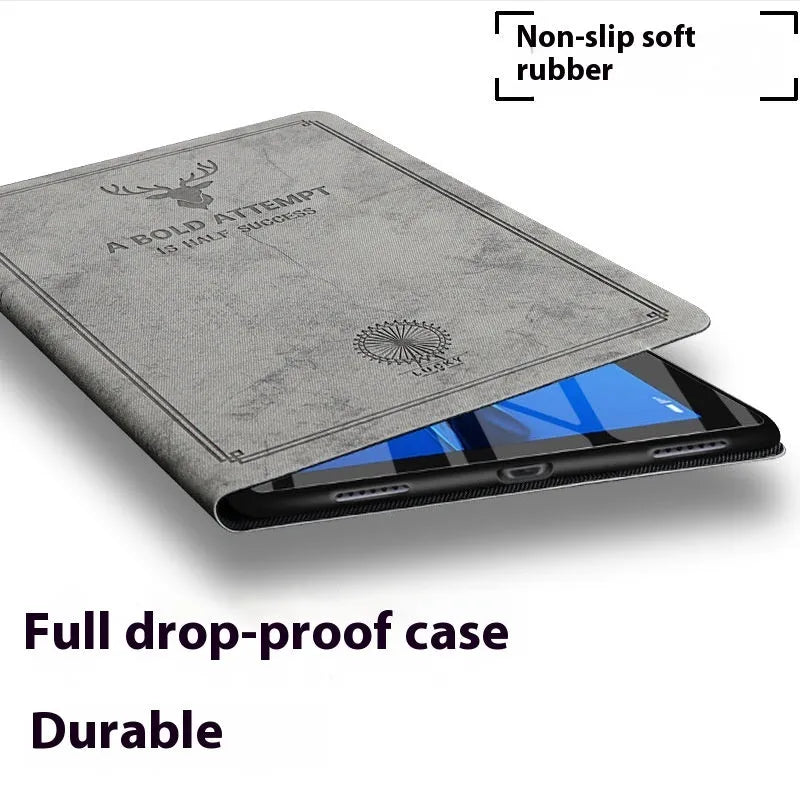 Deer Soft Shell Creative TPU leather protective case for Apple iPad in clamshell design.