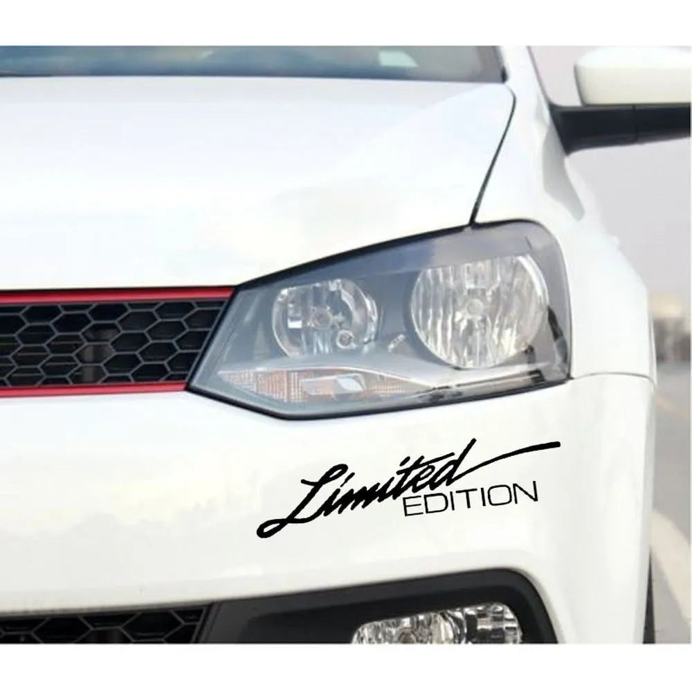 Reflective plastic bumper sticker showing Black, White, and Colourful design options, scale showing 16cm length.
