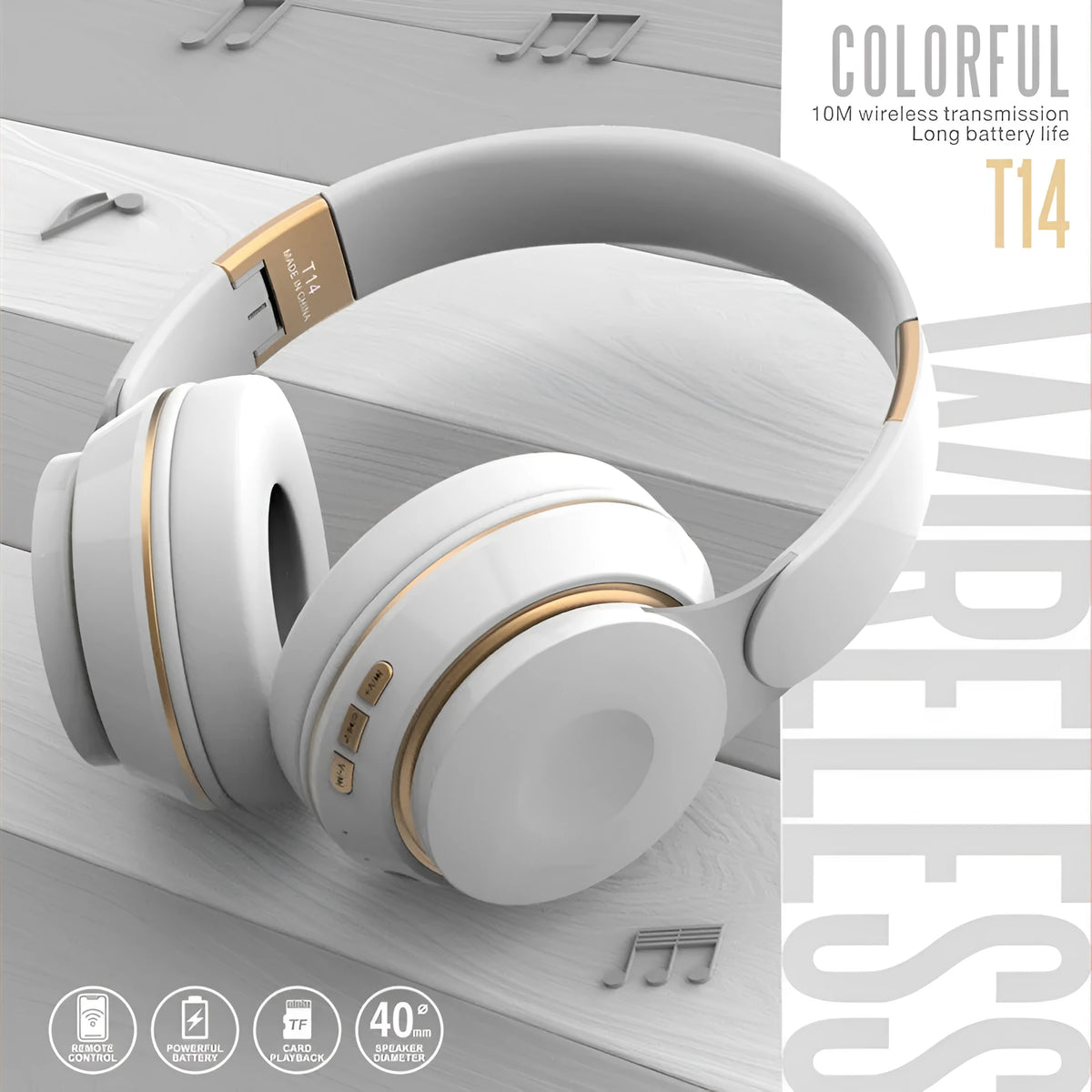 Foldable Bluetooth wireless headset in multiple colours for running and mobile phone use