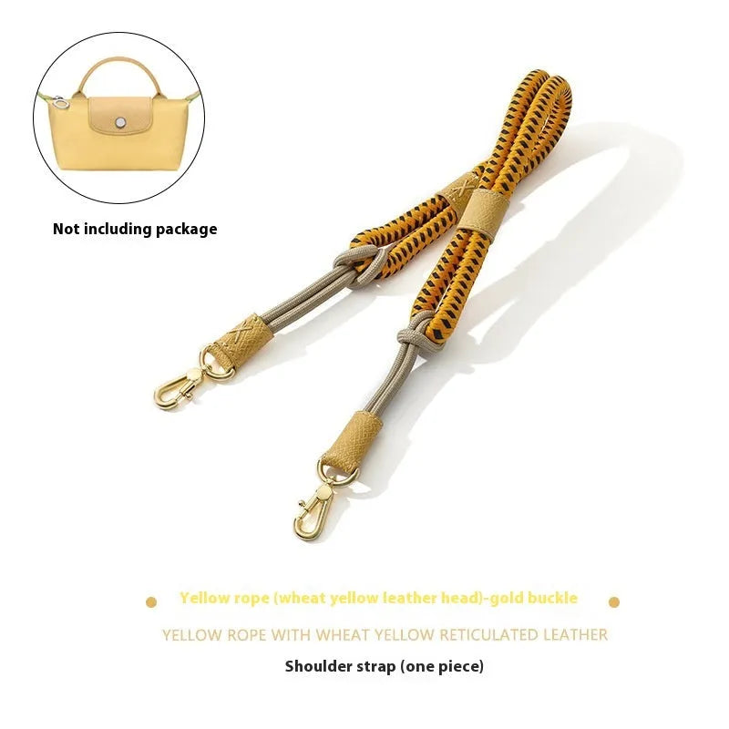 Braided nylon and leather shoulder strap with alloy buckle for bag modification