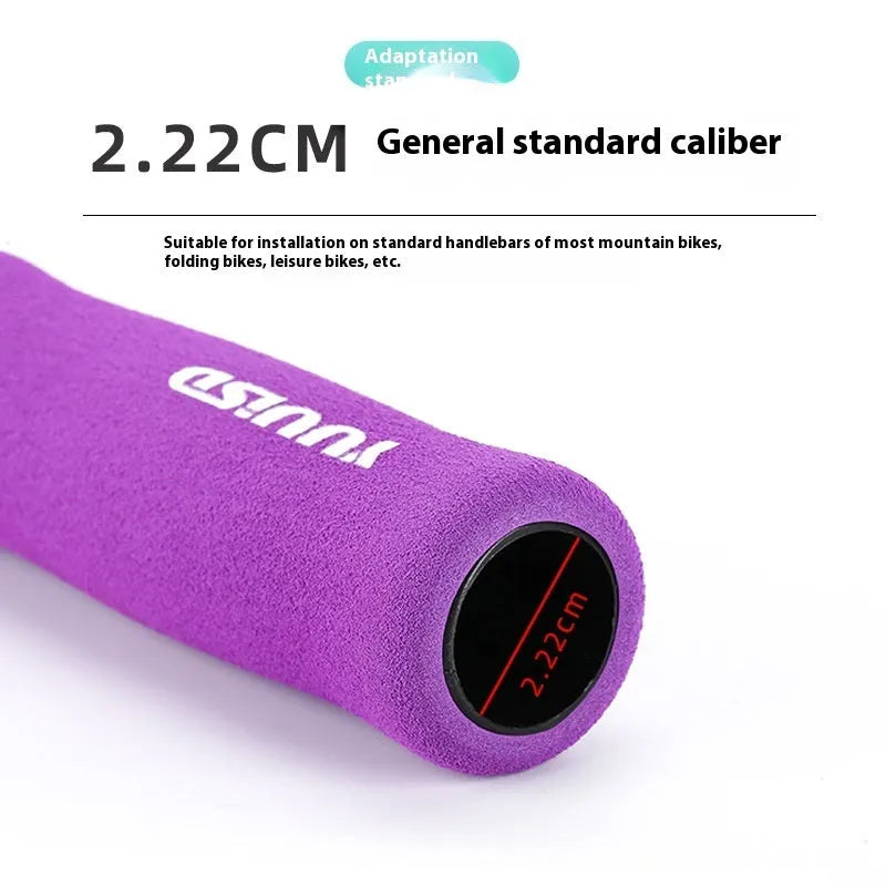 Pair of ultra-light 41g sponge mountain bike handle covers in black, purple, and biange colour options.