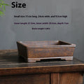 Purple sand rectangular bonsai flowerpot with firewood burning texture finish