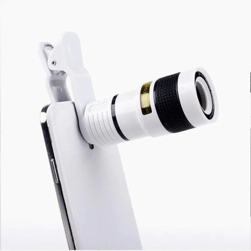 12X magnification phone telescope lens with universal mounting clip for smartphones