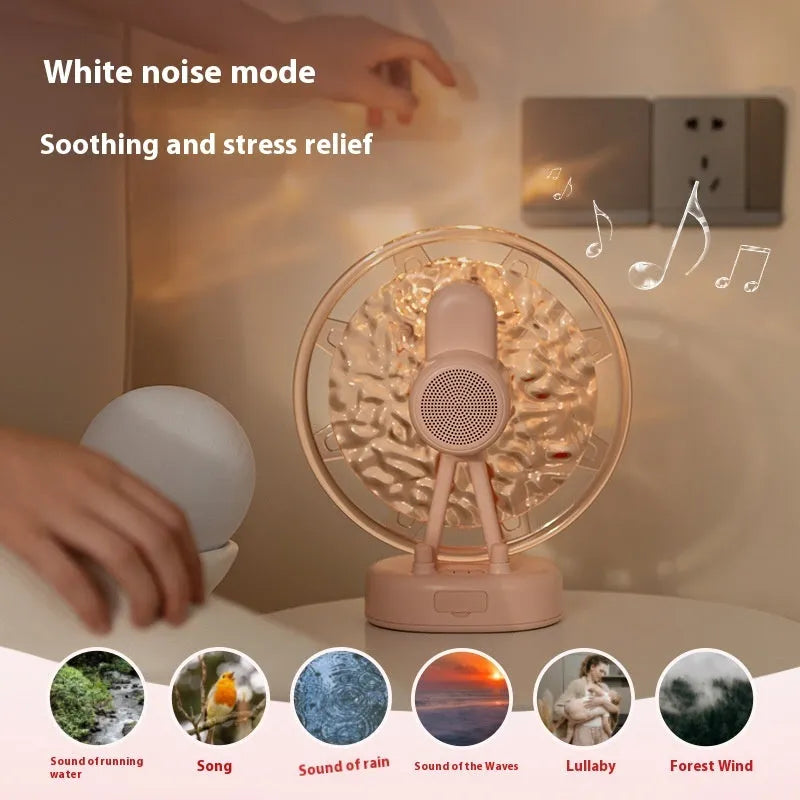 White or pink ferris wheel design Bluetooth speaker with colourful atmosphere lighting