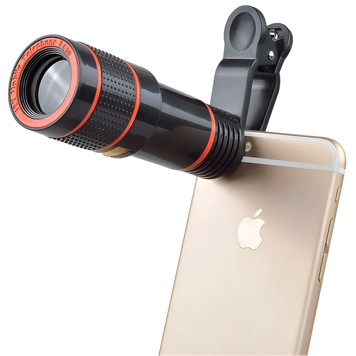 12X magnification phone telescope lens with universal mounting clip for smartphones