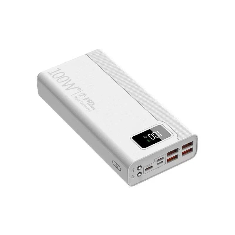 Black and white large capacity plastic power bank with fast charging