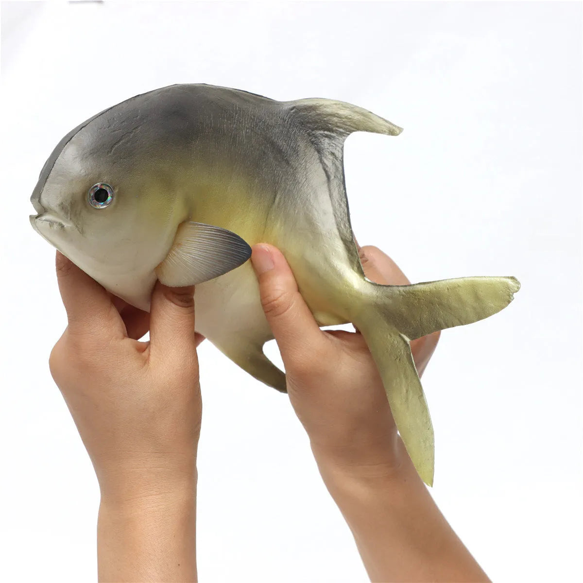 PU simulated fish ornament set showing yellow-fin tuna, flower fish, and small yellow croaker marine models