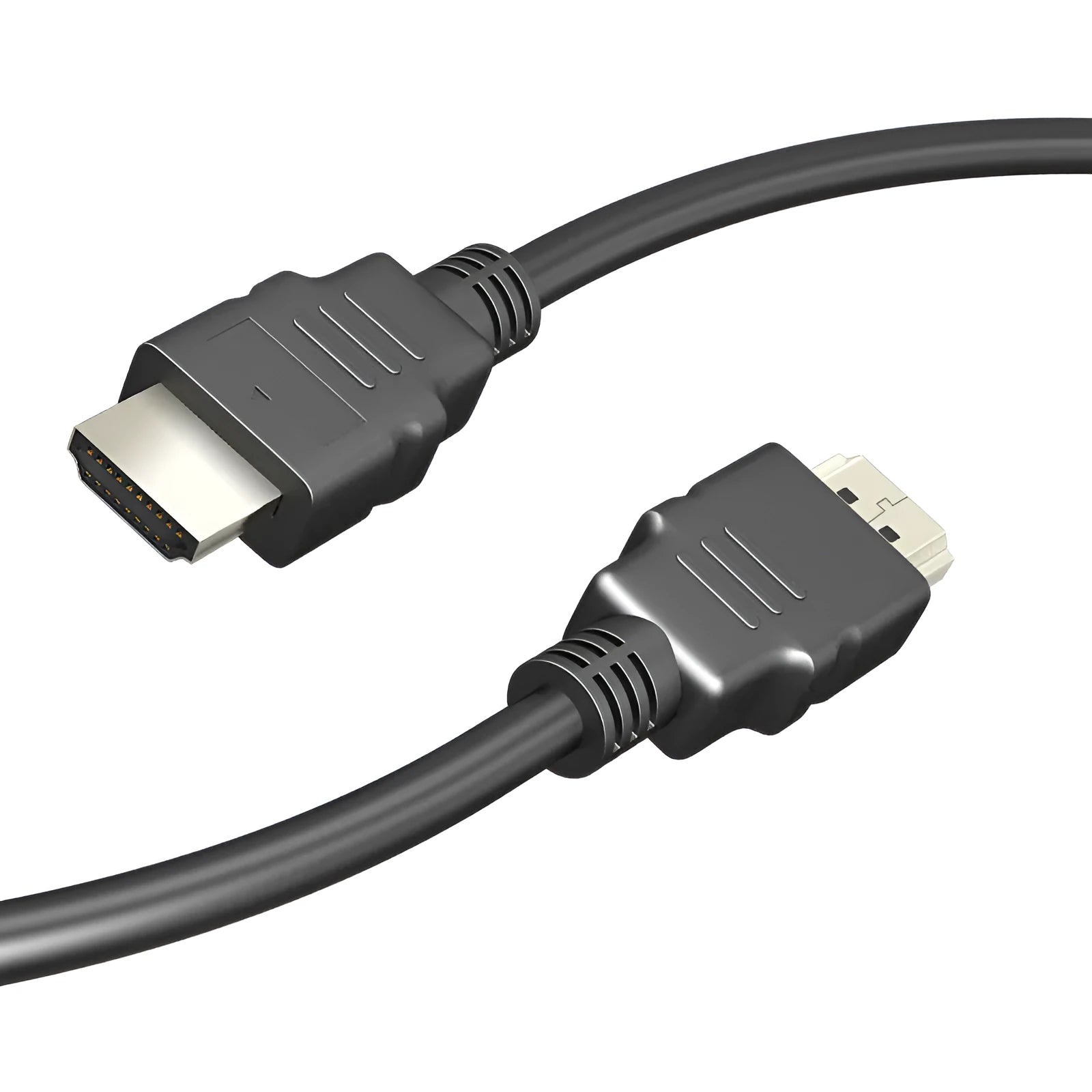 Black HDMI cable with nickel-plated connectors in various lengths for set-top box connections