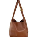 Women's soft PU shoulder bag with swing thread detail in black or brown colour
