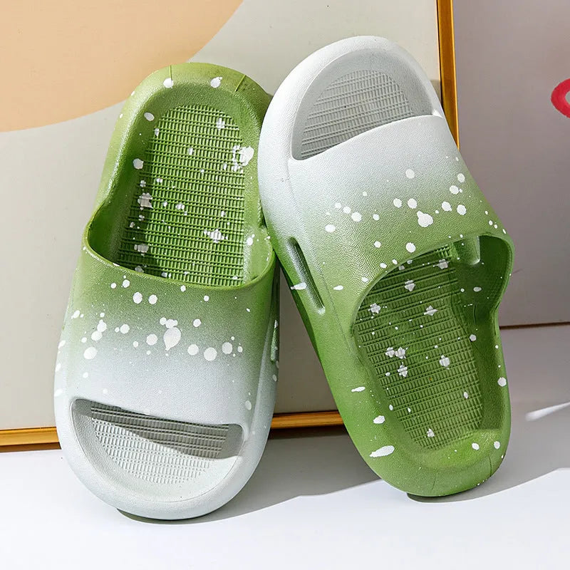 Children's gradient blue PVC sandal slippers with non-slip soles on a white background.