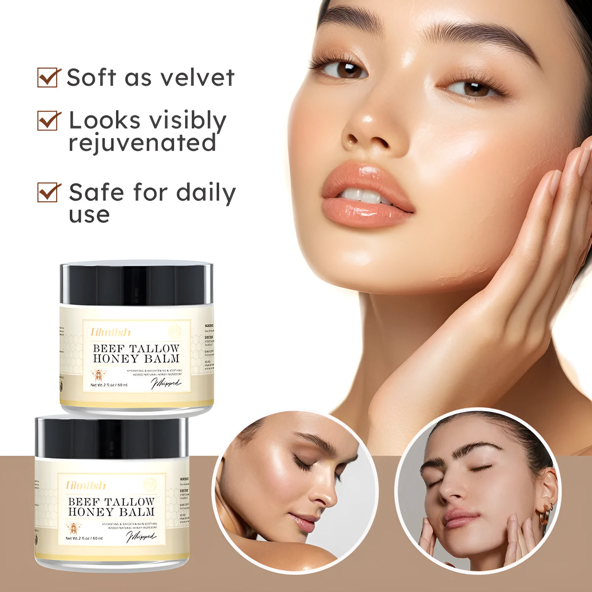 60ml jar of honey body moisturising cream for skin rejuvenation.