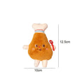 Set of soft cat chewing toys shaped like a chicken leg, hamburger, fries, hot dogs, and bread.