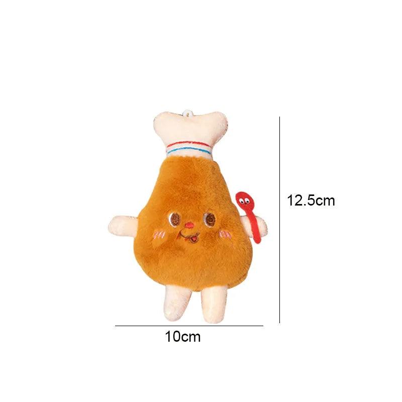 Set of soft cat chewing toys shaped like a chicken leg, hamburger, fries, hot dogs, and bread.