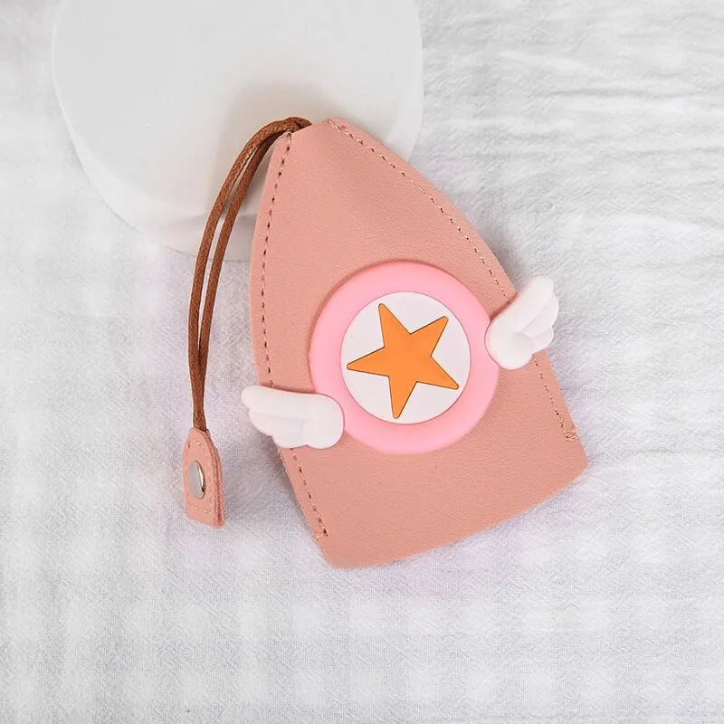 Cartoon-style pull-out car key case made of PU leather in assorted colourful designs