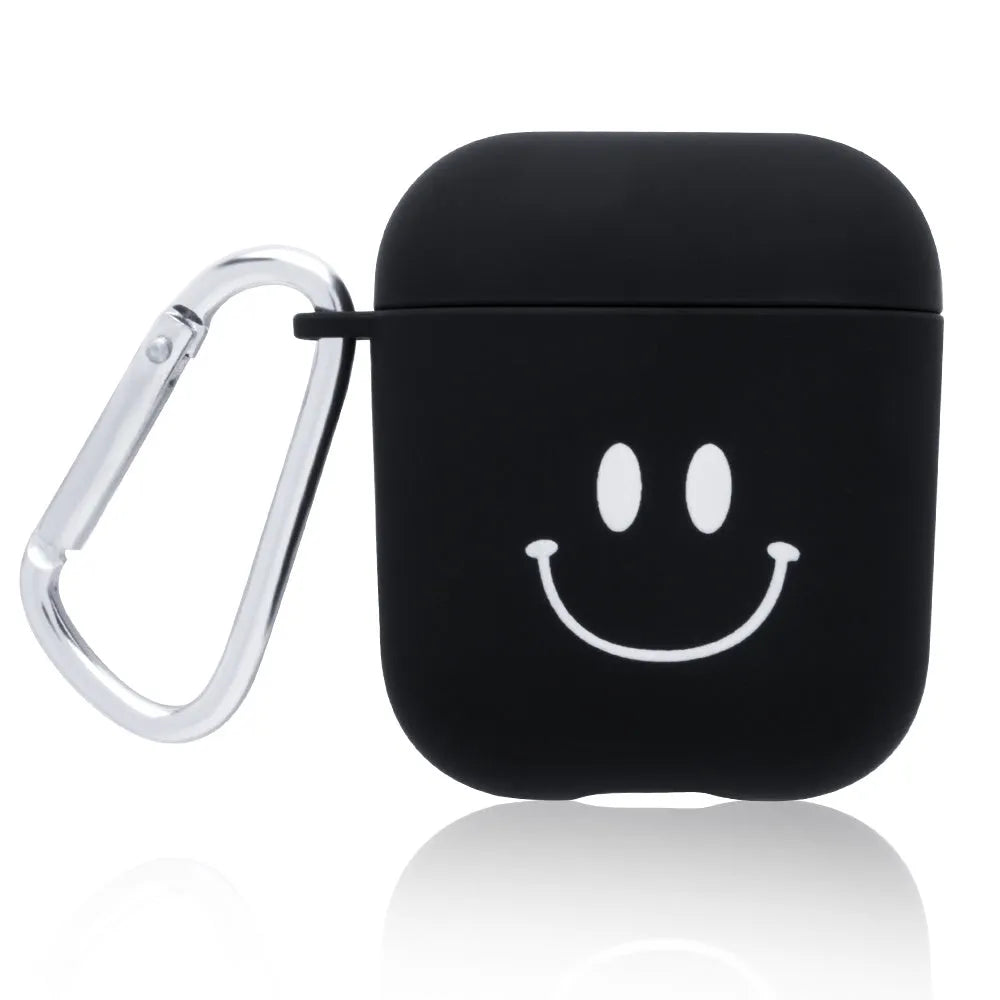 PC protective case cover for AirPods wireless earphones in black or pink with decorative styles