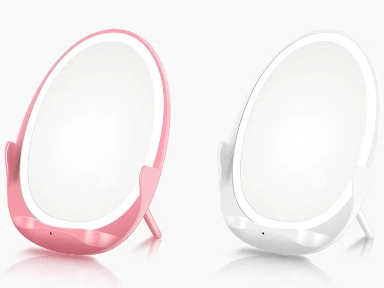 Portable vertical wireless charger with fill light mirror, 125x94x30mm, Micro USB, white or girl powder