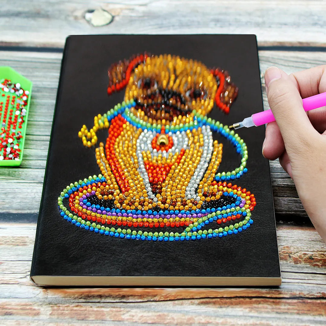 Black A5 DIY diamond painting notebook with 50 blank pages for craft projects