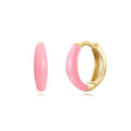 Curved geometric epoxy oval earrings in coloured finish on silver-tone copper post