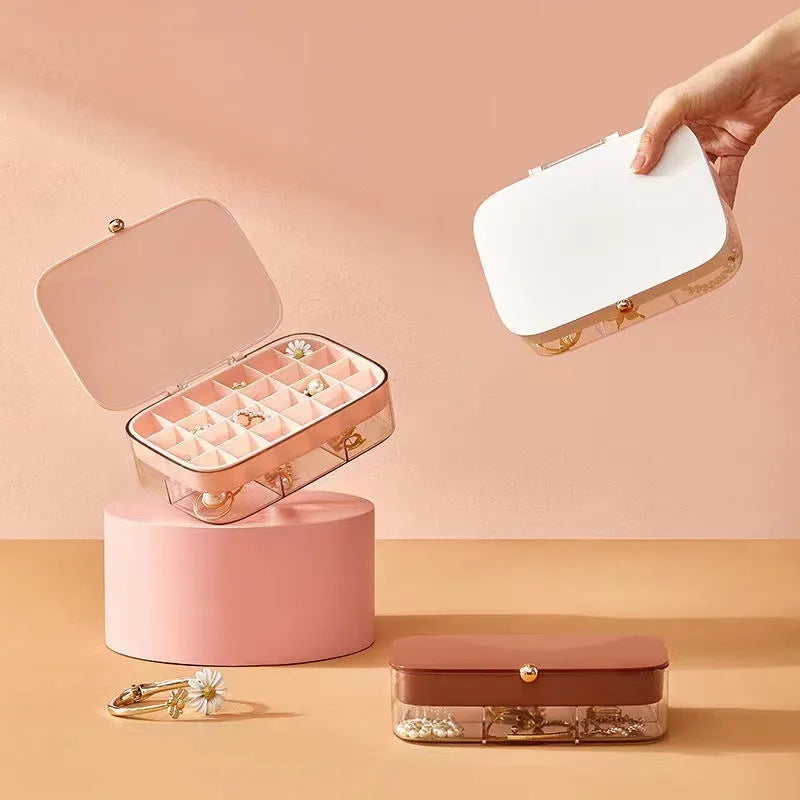 Modern minimalist jewellery storage box in green, white, pink or red bean paste colours