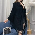 Women's triangular cashmere blend shawl cape with tassel detailing in various colours