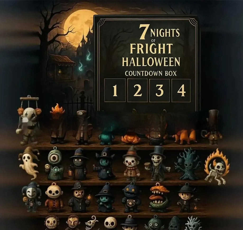 Halloween horror doll advent countdown box with resin craft decorations in blind box packaging
