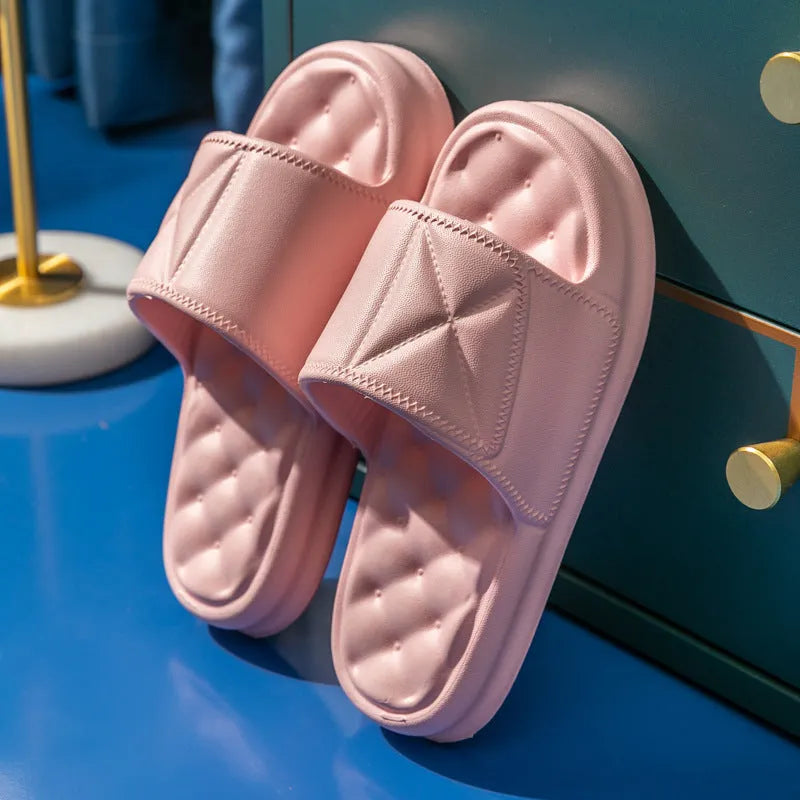 Soft EVA bathroom slippers with thick 3.5cm non-slip soles in multiple colour options