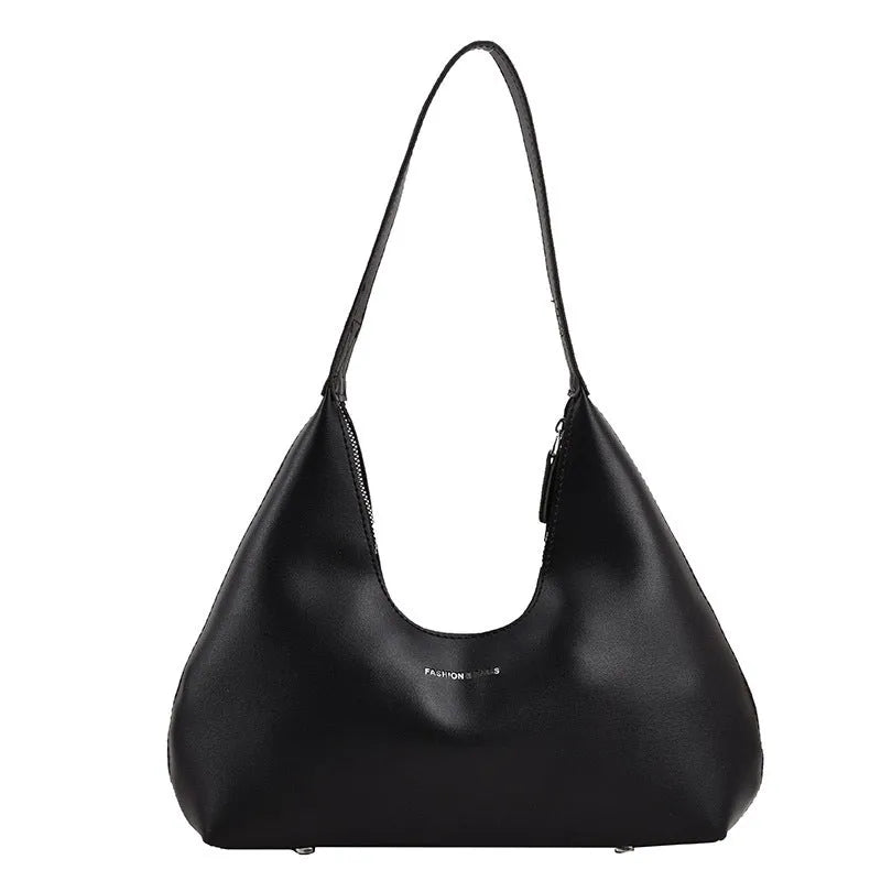 Brown retro PU leather shoulder handbag with a single strap, pillow shape, and stitching detail.