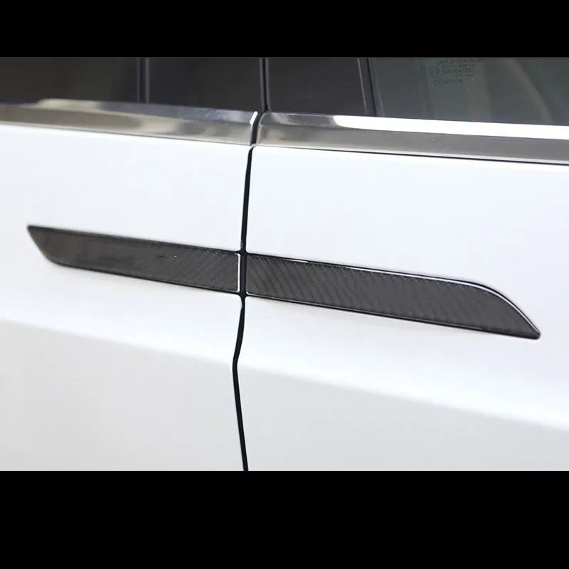 Carbon fibre door handle stickers for Tesla Model S with adhesive drip texture