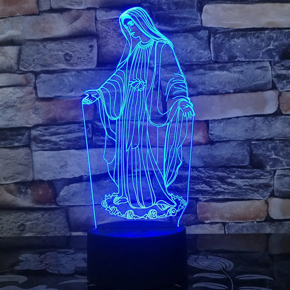 3D LED night light with laser-engraved acrylic plate showing dual ring pattern illumination